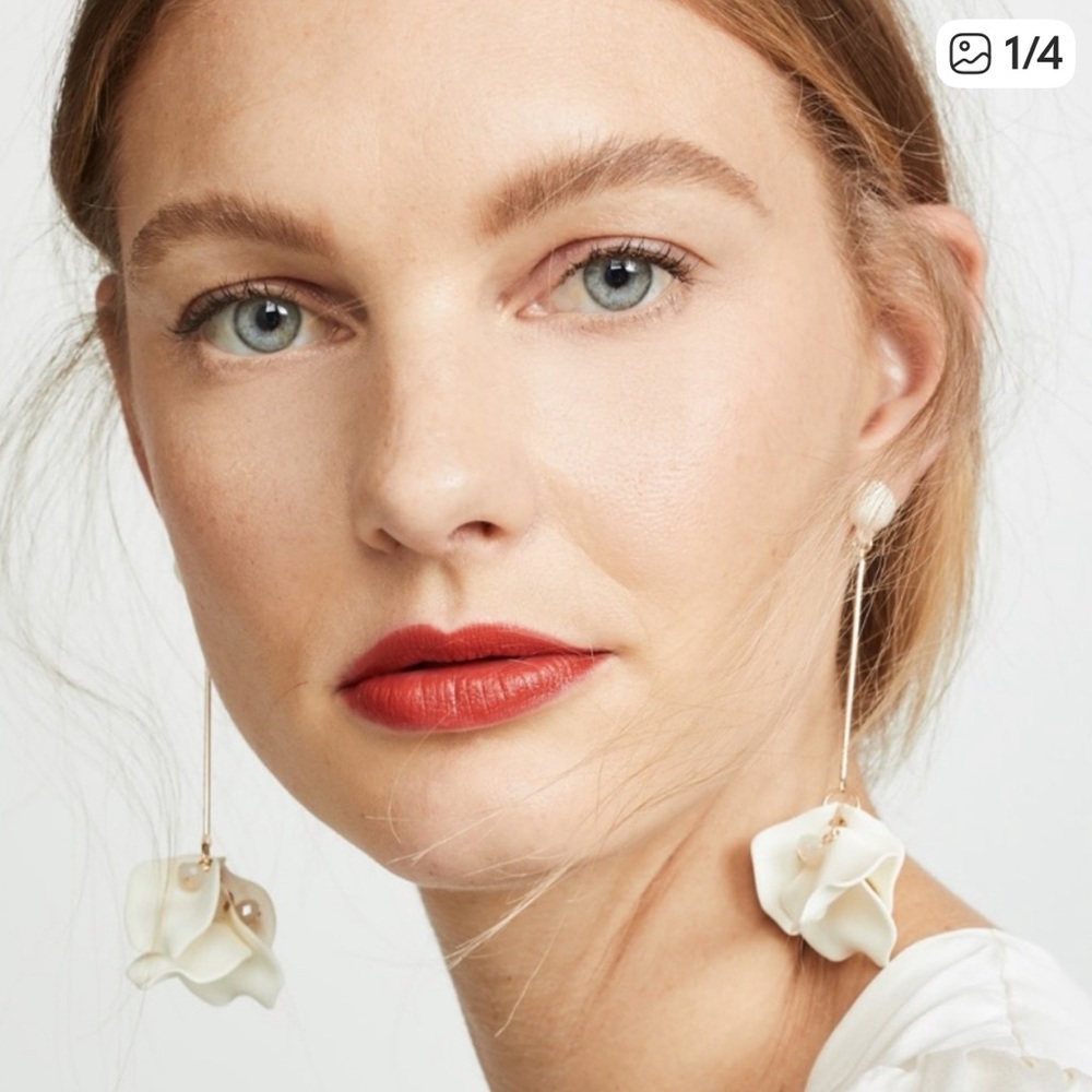 Shashi Petunia Cream Bloom Drop Earrings